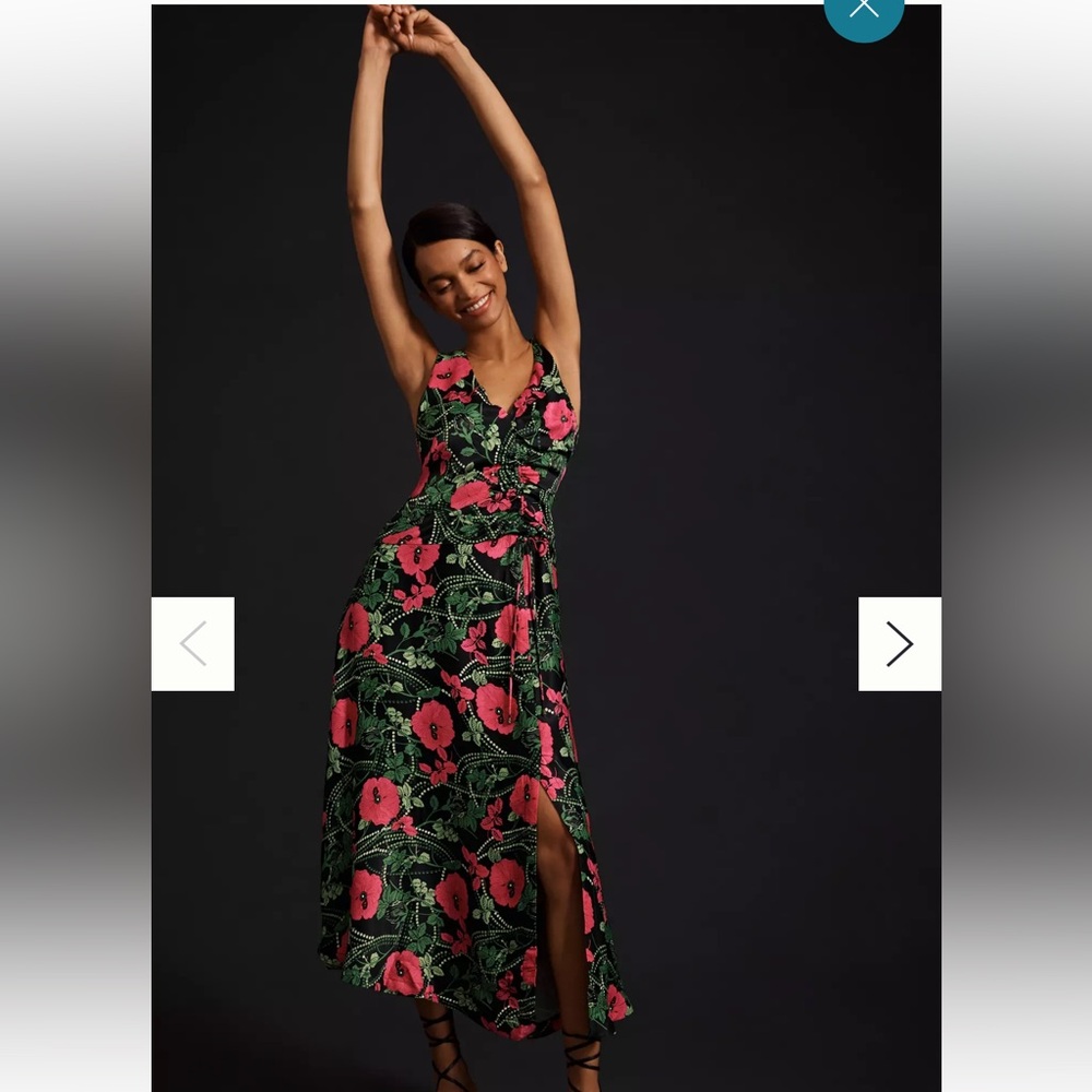Maeve Pink Floral V-Neck Sundress Maxi
